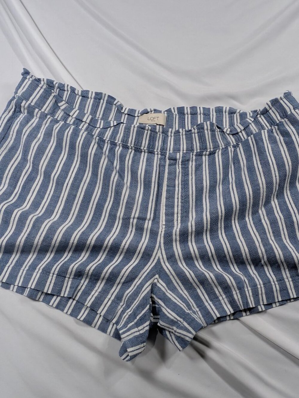 LOFT Outlet Blue & White Striped Elastic Waist Pull On Shorts Size XL